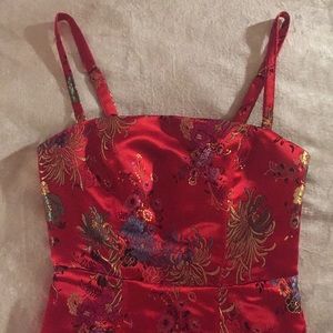 UO Red Patterned Mini Dress